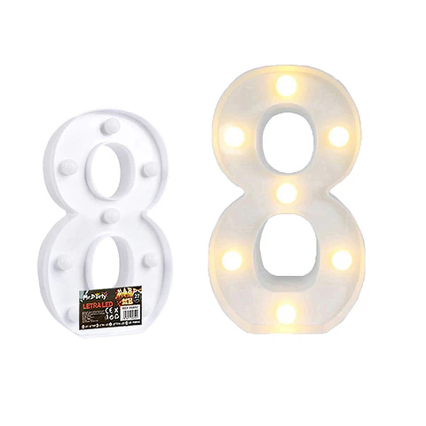 Número 8 con luz led 22cm 