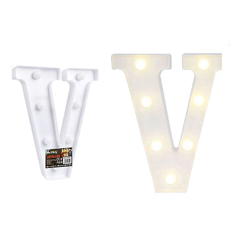 Letra V con luz led 22cm