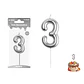 Vela de número 3 plateado 3.8*6CM - Miniatura 1