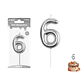 Vela de número 6 plateado 3.8*6CM - Miniatura 1