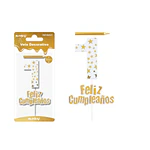 Vela de cumpleaños número 1 estrella dorado