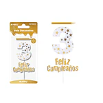 Vela de cumpleaños número 3 estrella dorado