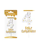 Vela de cumpleaños número 4 estrella dorado