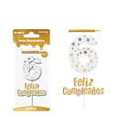 Vela de cumpleaños número 6 estrella dorado