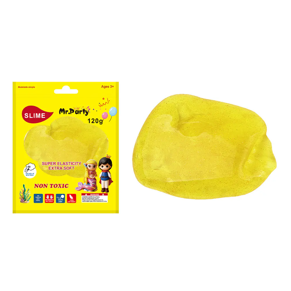 Cristal slime amarillo con glitter 120g