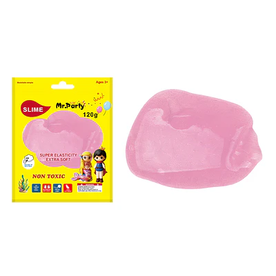 Cristal slime rosa con glitter 120g