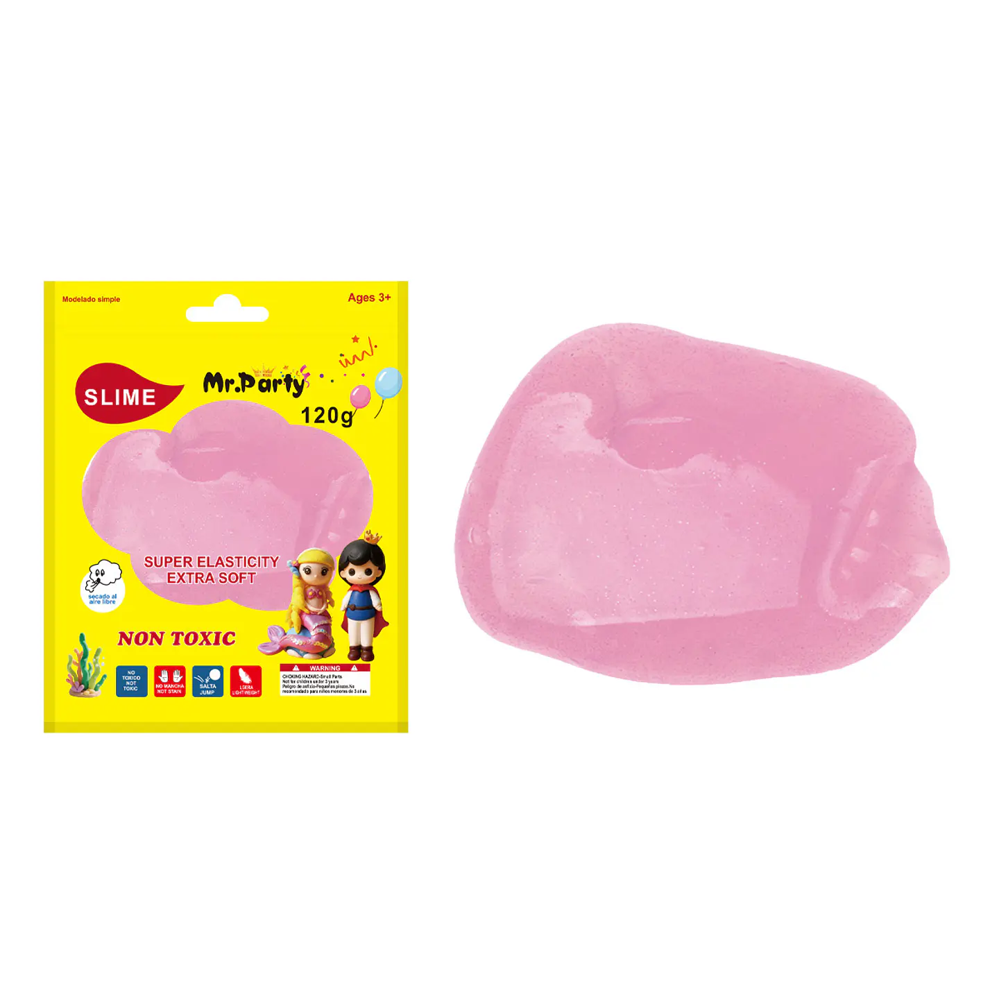 Cristal slime rosa con glitter 120g 1