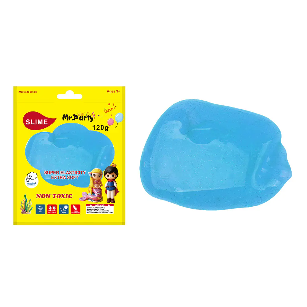 Cristal slime azul con glitter 120g