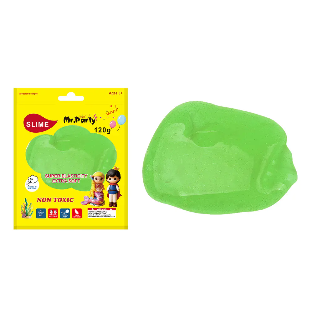 Cristal slime verde con glitter 120g