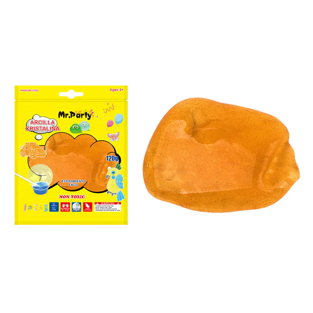 Cristal slime naranja con glitter 120g
