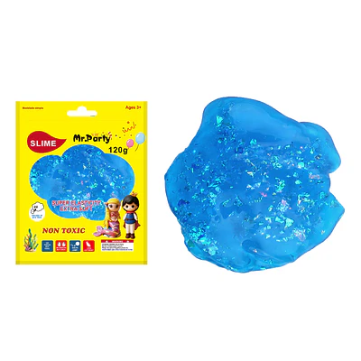Cristal slime azul con pan de oro 120g