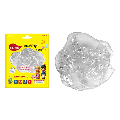 Cristal slime plateado con pan de oro 120g