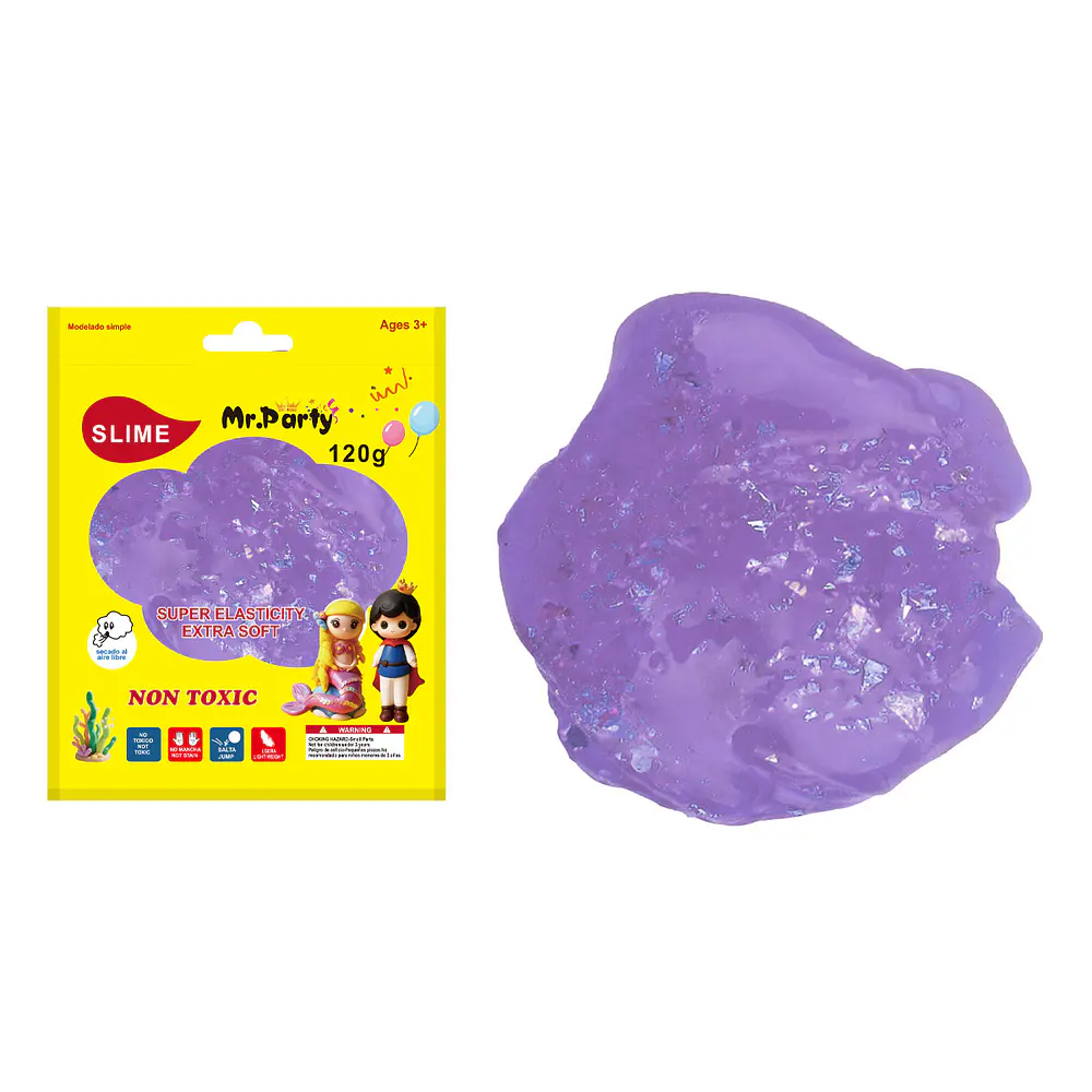 Cristal slime morado con pan de oro 120g