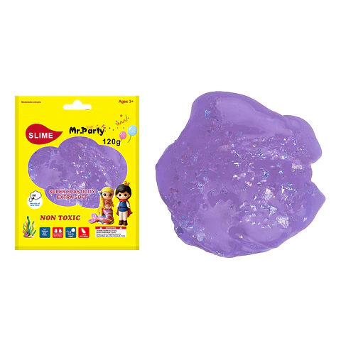 Cristal slime morado con pan de oro 120g