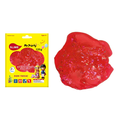 Cristal slime rojo intenso con pan de oro 120g