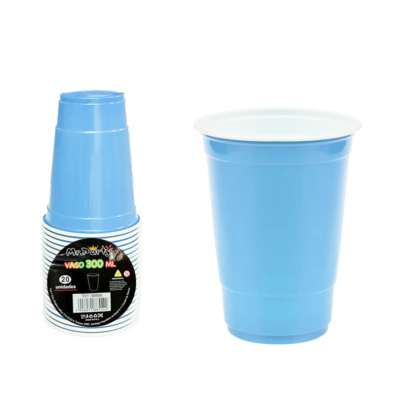 Vasos plásticos desechable bicolor celeste 300ML 20pcs 1