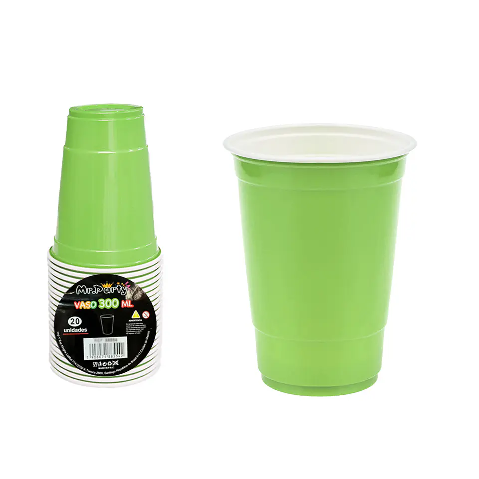 Vasos plásticos desechable bicolor verde 300ML 20pcs 1
