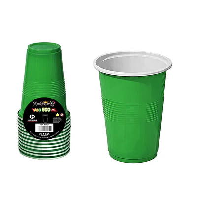 Vasos plásticos verde oscuro doble bicolor 500ML 10pcs