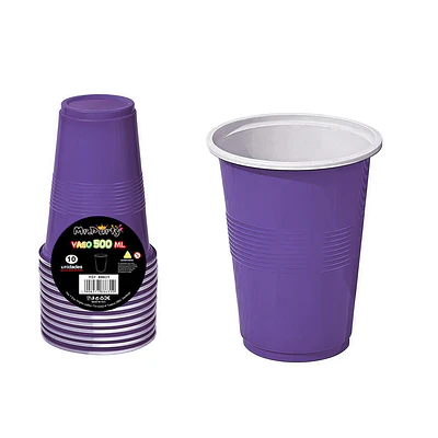 Vasos plásticos desechable morado bicolor 500ML 10pcs