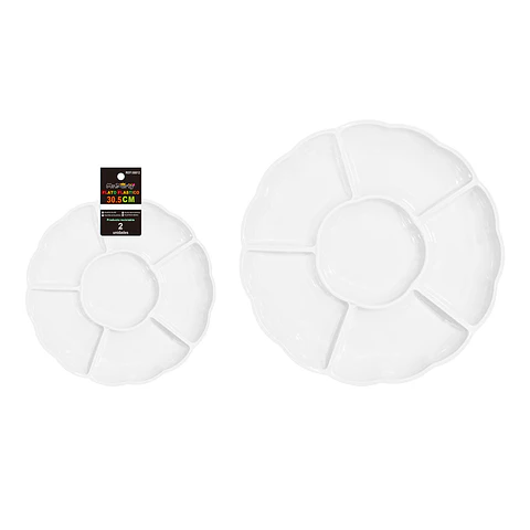 Plato bandeja plástica con division blanco 30.5cm 2pcs