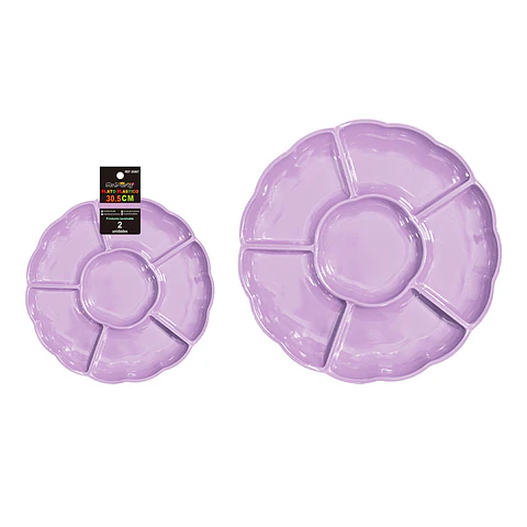 Plato bandeja plástica con division lila 30.5cm 2pcs