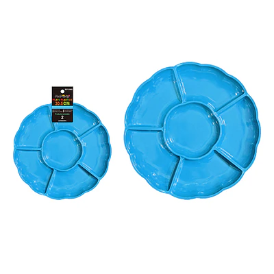 Plato bandeja plástica azul con división 30.5cm 2pcs 