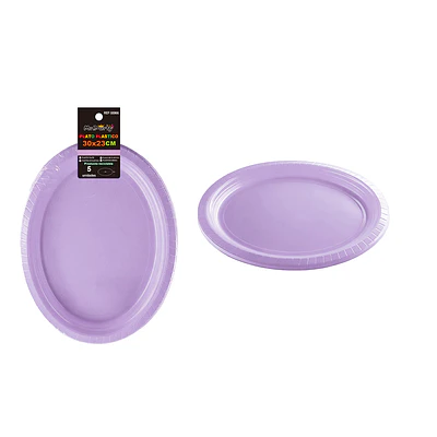 Platos plásticos ovalada lila 30*23cm 5pcs