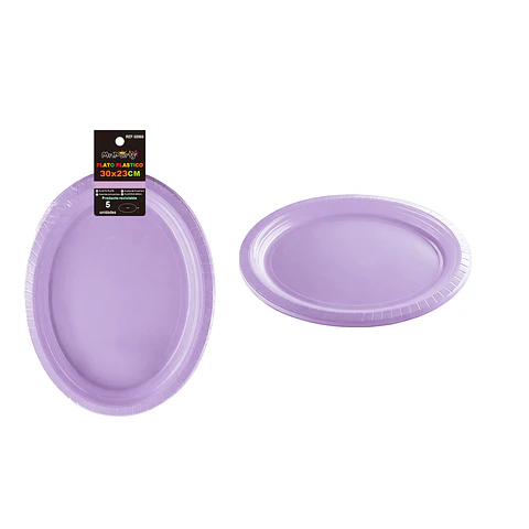 Platos plásticos ovalada lila 30*23cm 5pcs