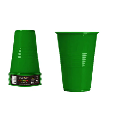 Vaso plástico verde 500ML 10pcs