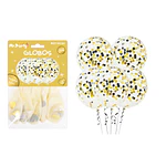 Globos de látex con confetti de negro y dorado 30cm 5pcs