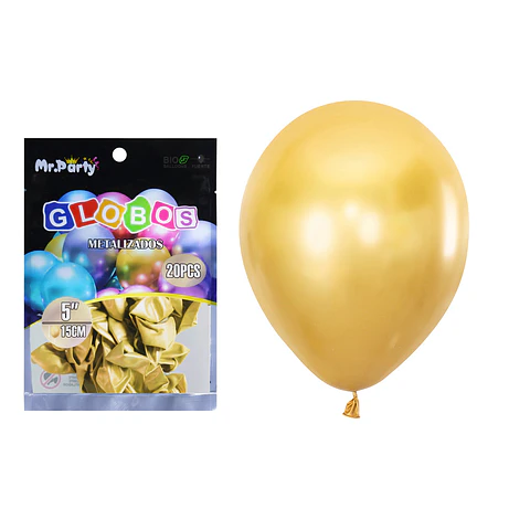 Globos de látex dorado cromados metalizados 15cm 20pcs