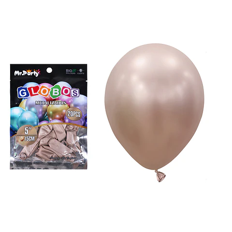Globos de látex champagne cromados metalizados 15cm 20pcs