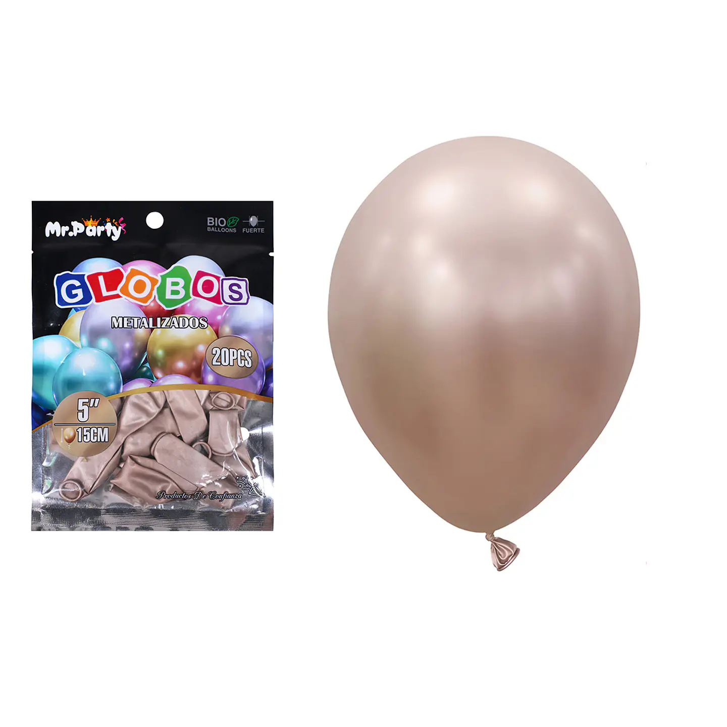 Globos de látex champagne cromados metalizados 15cm 20pcs 1