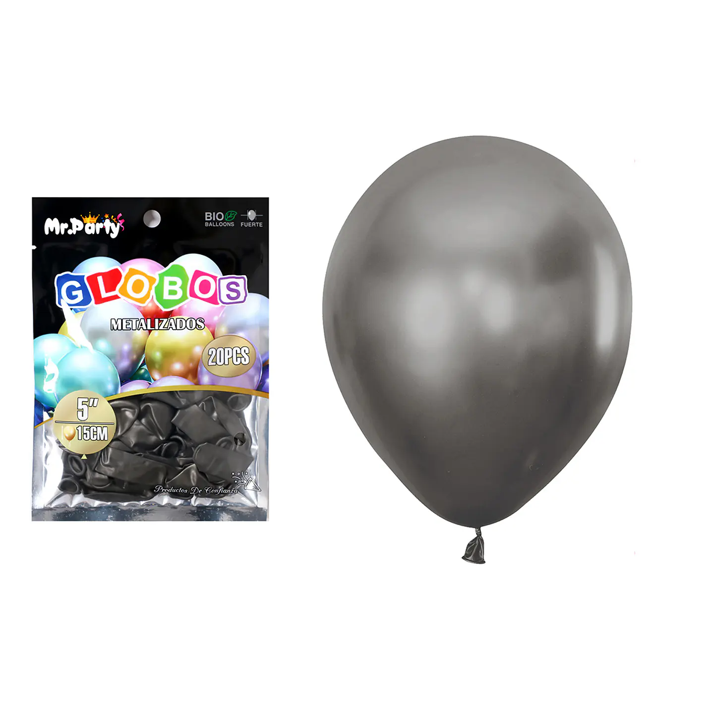 Globos de látex negro cromados metalizados 15cm 20pcs 1