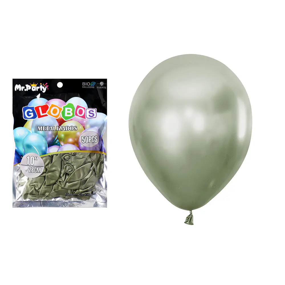 Globos de látex verde oliva cromados metalizados 28cm 50pcs