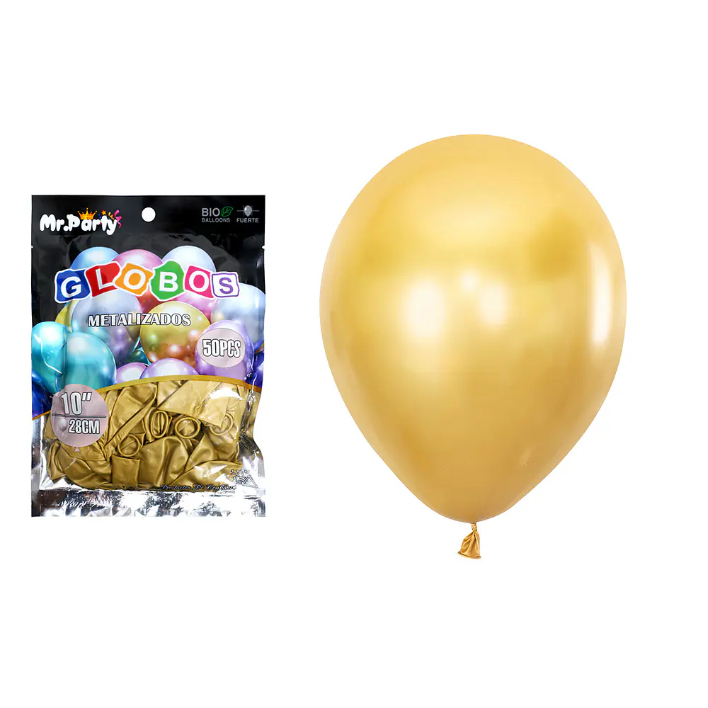 Globos de látex dorado cromados metalizados 28cm 50pcs