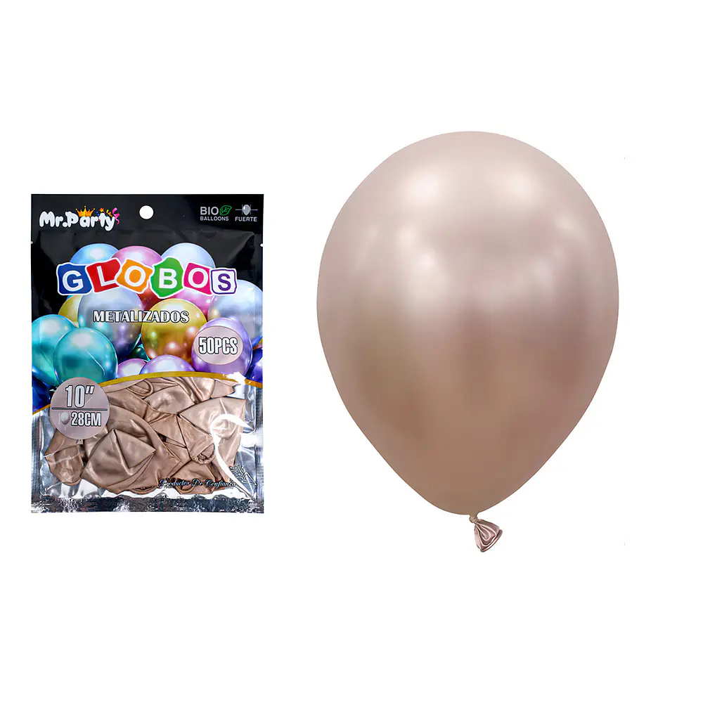 Globos de látex champagne cromados metalizados 28cm 50pcs