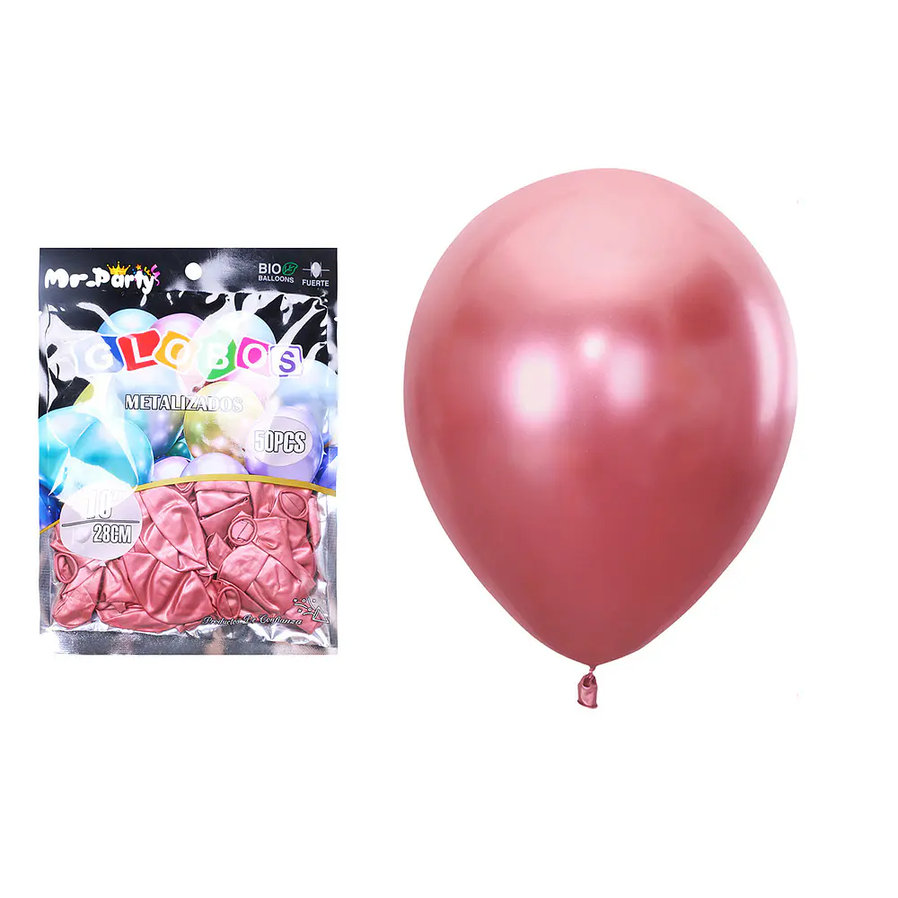 Globos de látex rojo cromados metalizados 28cm 50pcs
