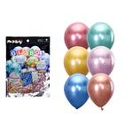 Globos de látex colores surtidos cromados metalizados 28cm 50pcs