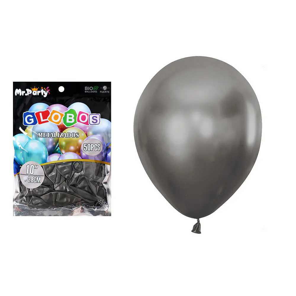 Globos de látex negro cromados metalizados 28cm 50pcs