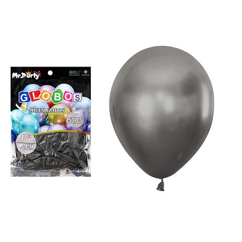 Globos de látex negro cromados metalizados 28cm 50pcs