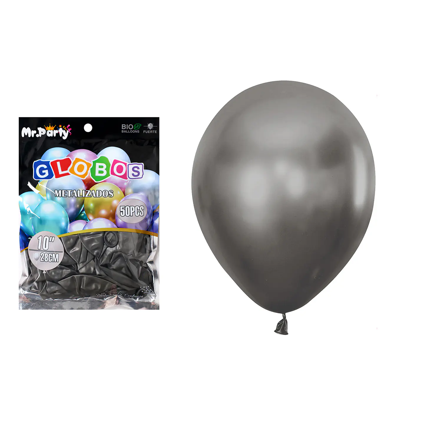 Globos de látex negro cromados metalizados 28cm 50pcs 1