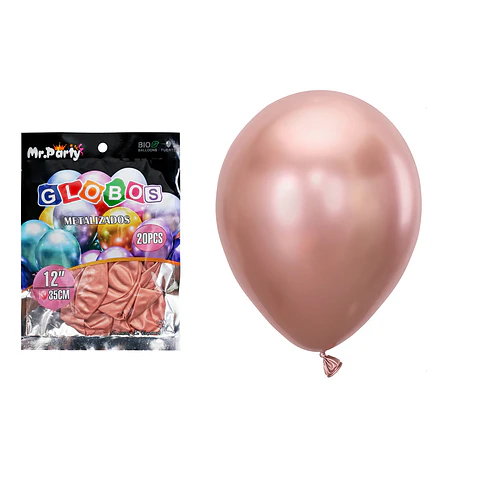 Globos de látex rosa dorado cromados metalizados 35cm 20pcs