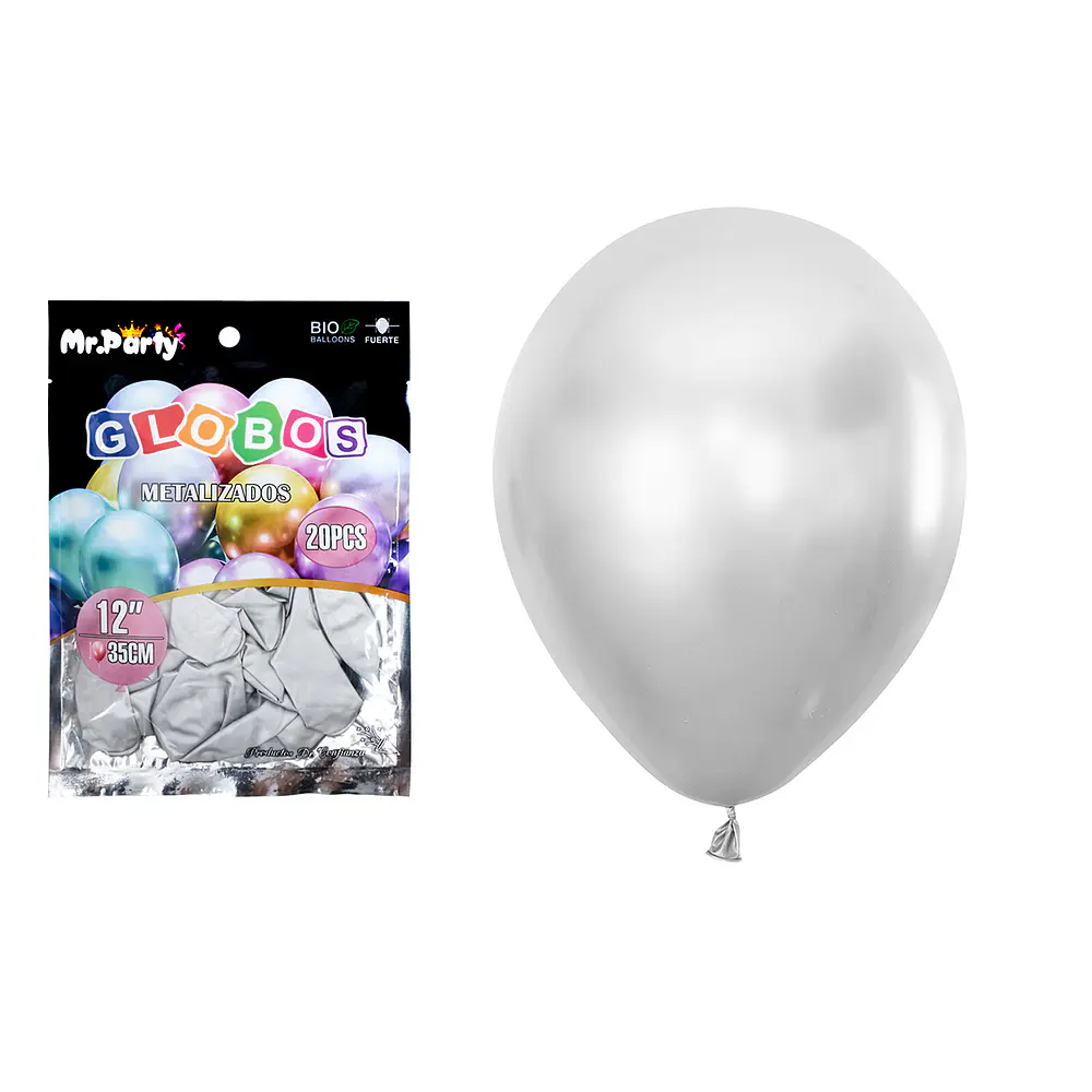Globos de látex plateado cromados metalizados 35cm 20pcs