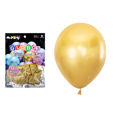 Globos de látex dorado cromados metalizados 35cm 20pcs