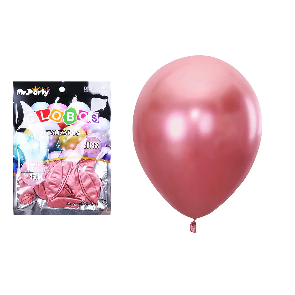 Globos de látex rojo cromados metalizados 35cm 20pcs