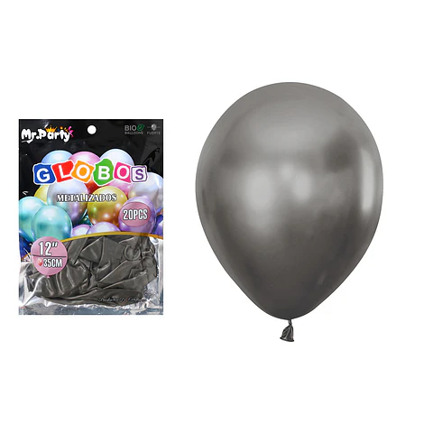 Globos de látex negro cromados metalizados 35cm 20pcs