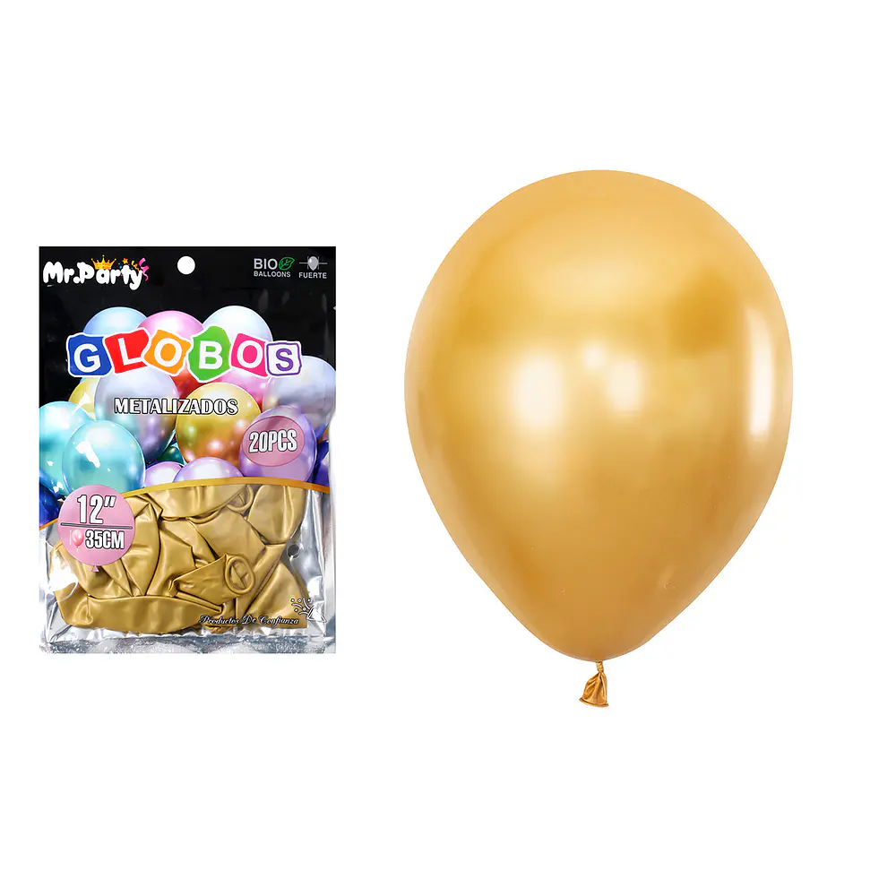 Globos de látex dorado oscuro cromados metalizados 35cm 20pcs
