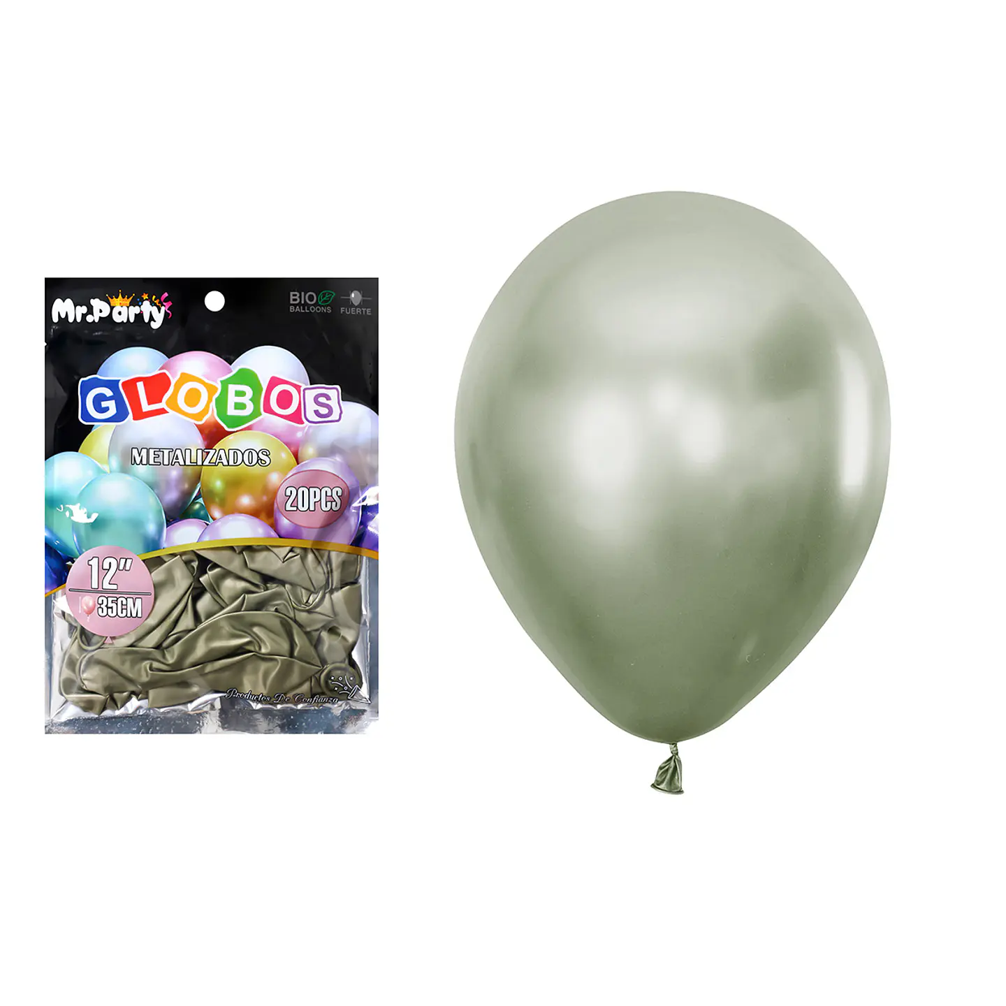 Globos de látex verde oliva cromados metalizados 35cm 20pcs 1