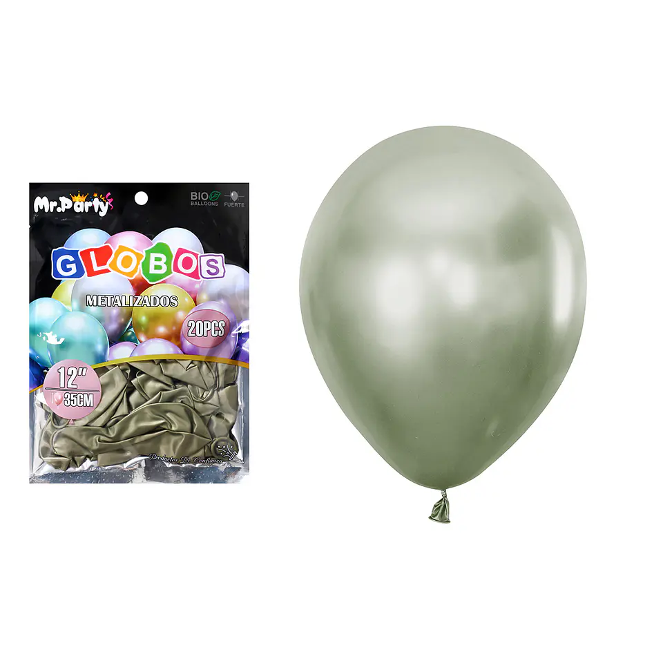 Globos de látex verde oliva cromados metalizados 35cm 20pcs 1
